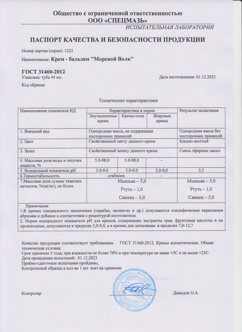 Паспорт №122023